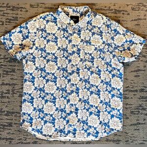 RAILS‎ Fairfax Shirt Mens XL Dappled Petal Faded Indigo Blue Floral Button Up